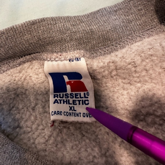 VTG 80s/90s Russell Athletic Sweatshirt Men XL Gray Colorblock Striped. - Picture 8 of 15